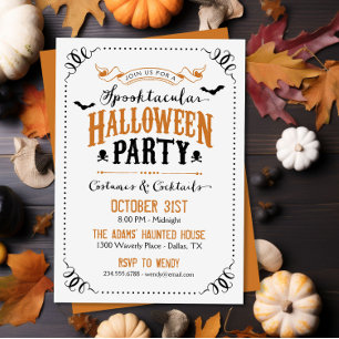 Invitation Fête de costumes Halloween rustique vintage