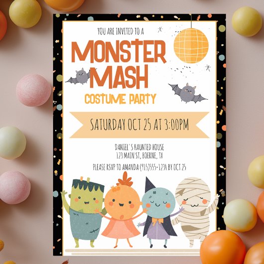 Invitation Fête de costumes Monster Mash pour enfants Hallowe