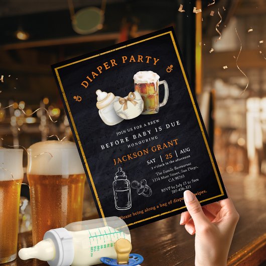 Invitation Fête de couche et de bière avant la naissance de b