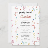 Invitation Fête de couleur Confetti Anniversaire Fête Heure (Devant)
