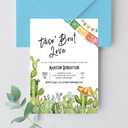 Invitation Fête de Couple : Amour et Tacos Fiesta