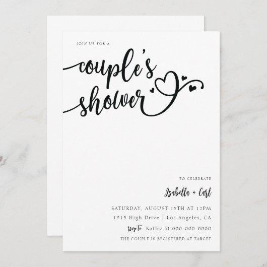 Invitation Fête de Couple Cœurs (Devant / Derrière)