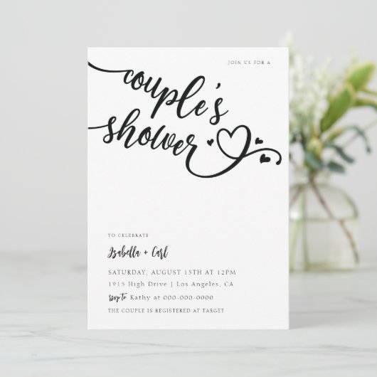 Invitation Fête de Couple Cœurs (Debout devant)