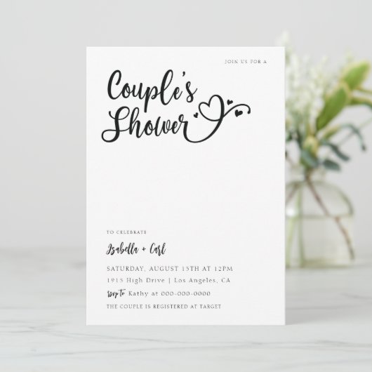 Invitation Fête de Couple Cœurs (Debout devant)