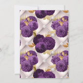 Invitation Fête de Couple Florale Violette et Dorée de Style  (Dos)
