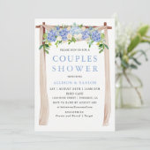 Invitation Fête de Couple Hydrangea Aquarelle Bleue (Debout devant)