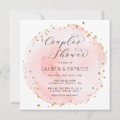 Invitation Fête de Couple Rond Aquarelle Rose Carré (Devant)