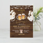 Invitation Fête de Couple Wood Rustic Love est en Train de Br (Debout devant)