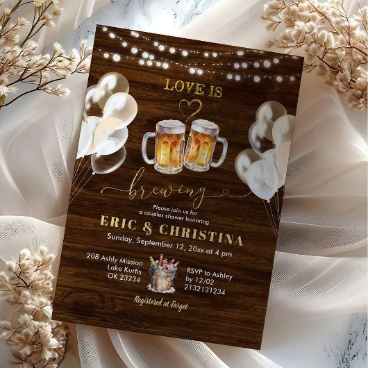 Invitation Fête de Couple Wood Rustic Love est en Train de Br