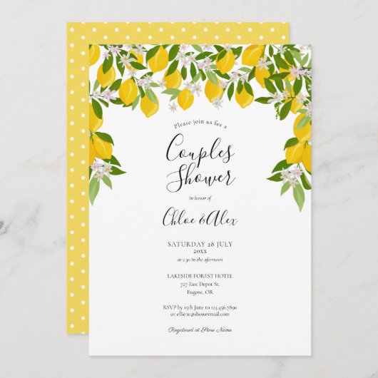 Invitation Fête de couples aquarelle de verdure de fleurs de  (Devant / Derrière)