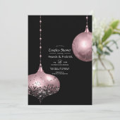 Invitation Fête de couples de Noël Rose Pâle et Or Rose (Debout devant)