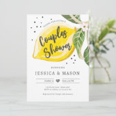 Invitation Fête de couples d'été avec des citrons et verdure (Debout devant)