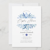 Invitation Fête de couples feuilles d'indigo aquarelle marine (Devant)