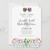 Invitation Fête de couples Fiesta Art populaire Fleurs (Devant)