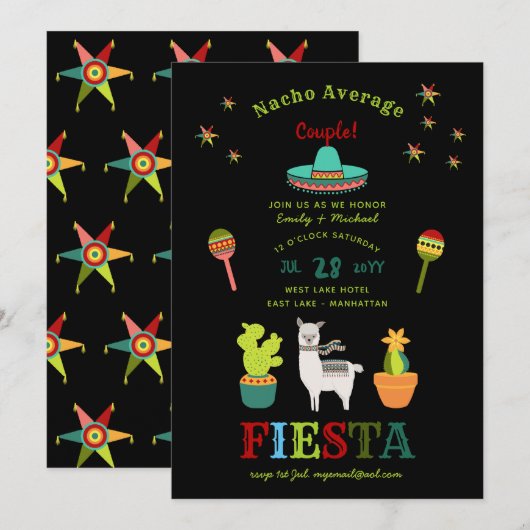 Invitation FÊTE DE COUPLES FIESTA Couple pas moyen FUN (Devant / Derrière)