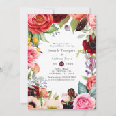 Invitation Fête de couples floraux bohèmes à l'aquarelle (Devant)