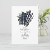 Invitation Fête de couples gothiques à crâne floral bleu mari (Debout devant)