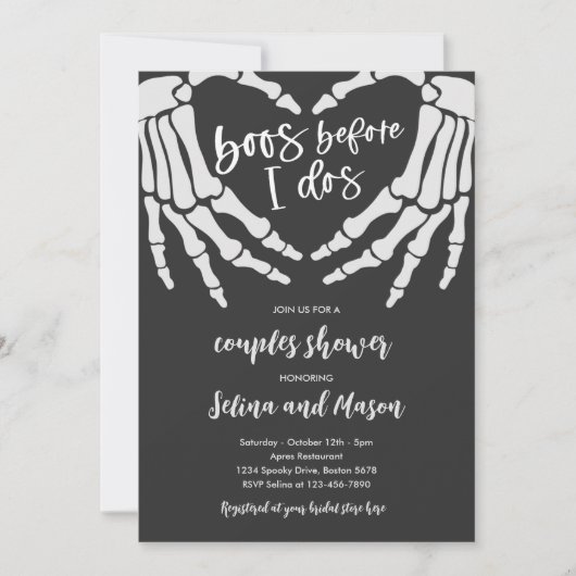Invitation Fête de couples Halloween Boos Before I Dos (Devant)