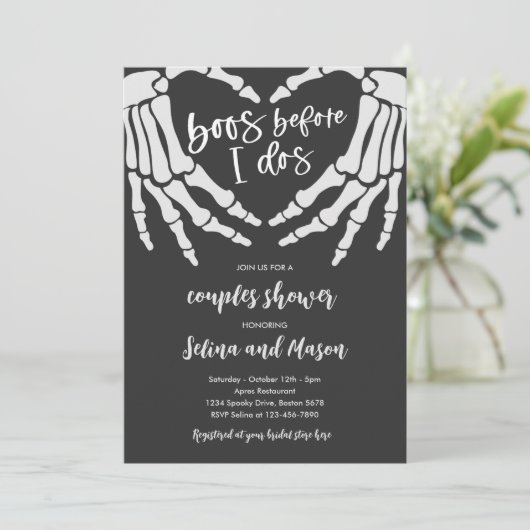 Invitation Fête de couples Halloween Boos Before I Dos (Debout devant)