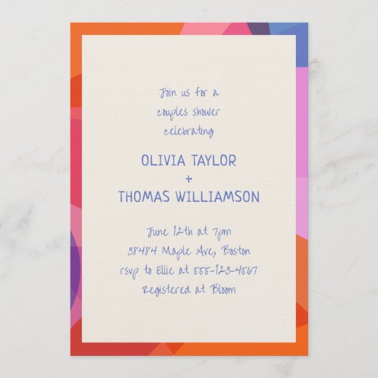 Invitation Fête de couples moderne et colorée avec écriture m (Devant)