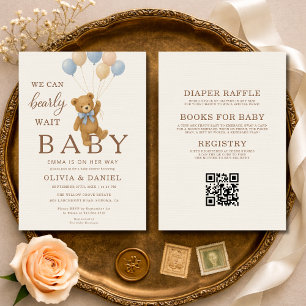 Invitation Fête de couples Ourson Attendons à peine