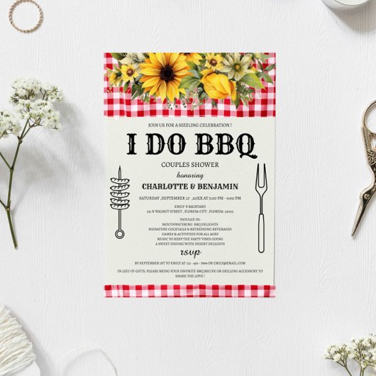 Invitation Fête de couples Rustique I DO BBQ