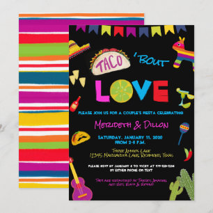 Invitation Fête de couples Taco Amoureux Colorée Fiesta
