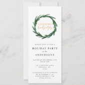 Invitation Fête de couronnes d'aquarelle Joyeuses Fêtes rayée (Devant)