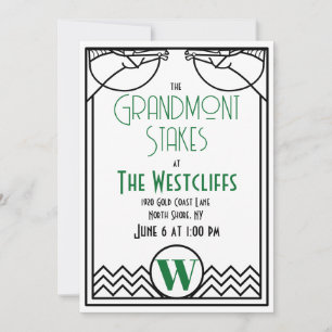 Invitation Fête de courses de chevaux Art Déco avec accents v