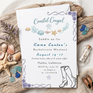 Invitation fête de Cowgirl côtière pour la semaine de l'enter