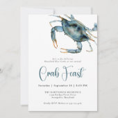 Invitation Fête de crabe Aquarelle Crabe bleu (Devant)