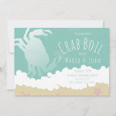 Invitation Fête de Crabe Blanc avec Sable et Vague (Devant)