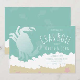 Invitation Fête de Crabe Blanc Bouillir Sable Océa