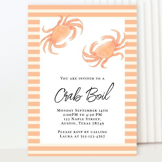 Invitation Fête de crabe ébullition