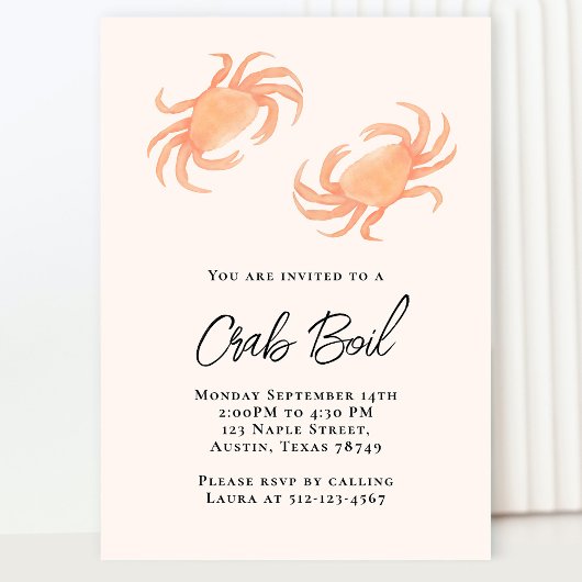 Invitation Fête de crabe ébullition