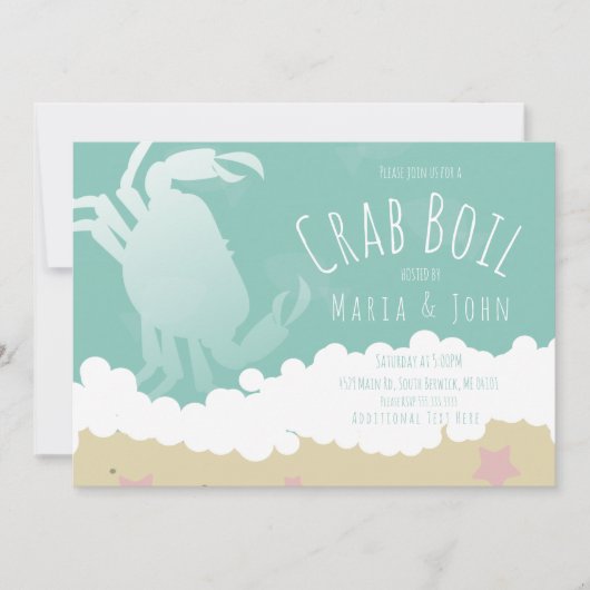 Invitation Fête de Crabe Ébullition Sable Océan Va (Devant)