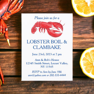 Invitation Fête de crabe et de clambake Red Lobster