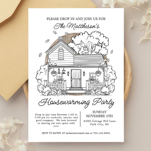 Invitation Fête de crémaillère Automne Drop