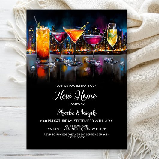 Invitation Fête de crémaillère avec cocktail