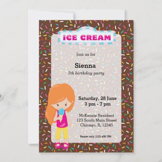 Invitation Fête de crème glacée (Devant)