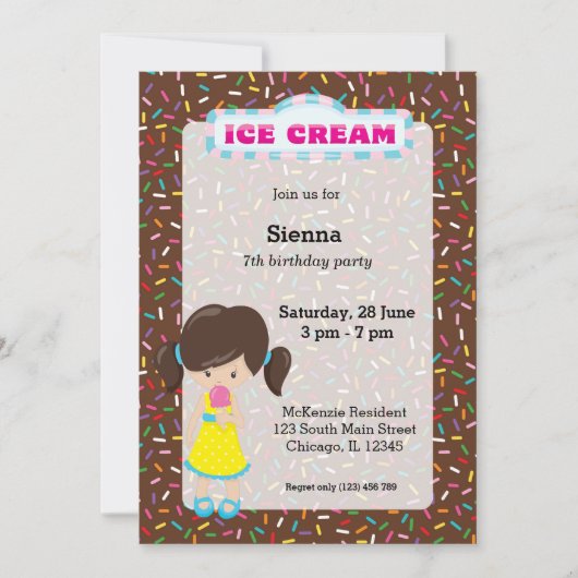 Invitation Fête de crème glacée (Devant)