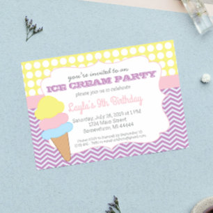 Invitation Fête de crème glacée Anniversaire, Crème glacée In