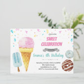 Invitation Fête de crème glacée de Donut (Debout devant)