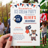 Invitation Fête de crème glacée de l'ours patriotique Anniver