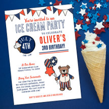Fête de crème glacée de l'ours patriotique Anniver