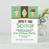 Invitation Fête de crème glacée personnalisée (Debout devant)