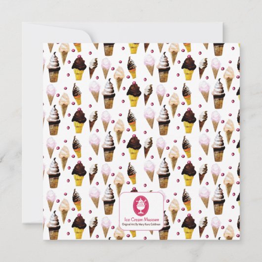 Invitation Fête de crème glacée rétro illustrée à la main (Dos)