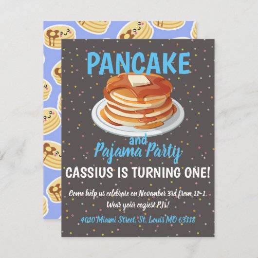 Invitation Fête de crêpes et pyjamas (Devant / Derrière)
