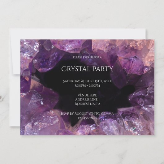 Invitation Fête de cristal de l'Améthyste (Dos)