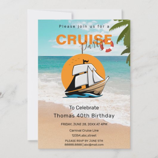 Invitation Fête de Croisière 40e Anniversaire (Devant)